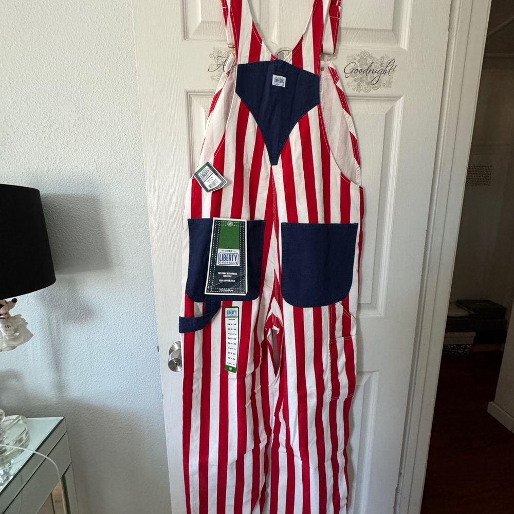 Liberty Men’s Overalls with Red and White Stripes